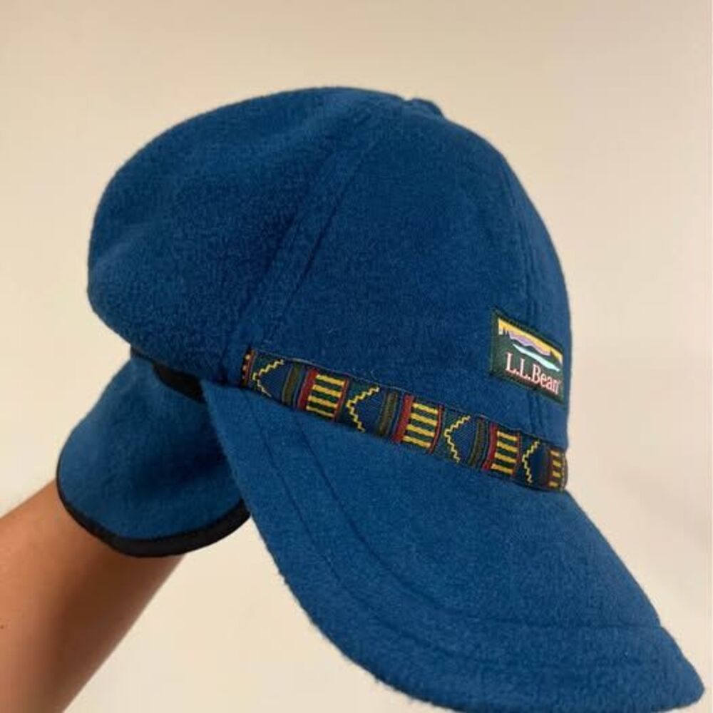 L.L.Bean Vintage Fleece Earflap Cap - Size L - Navy Blue
